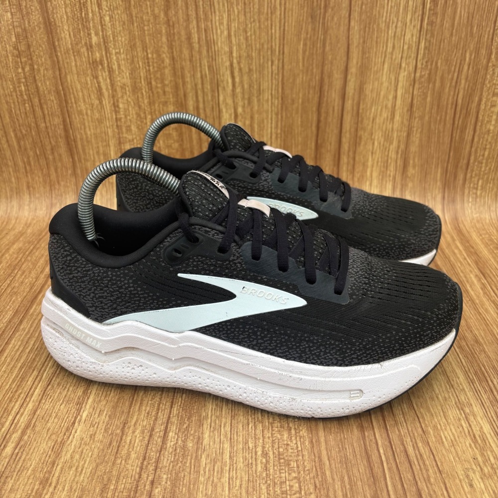 Brooks Ghost Max 2 Running Shoes Women 8.5 Black White 1204201B077 High Cushion